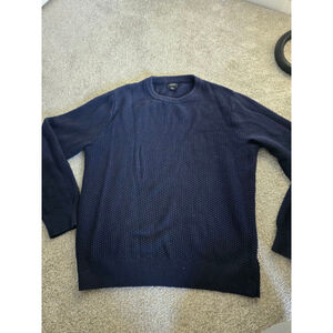 J crew Basket-stitch cotton crewneck sweater navy size L
